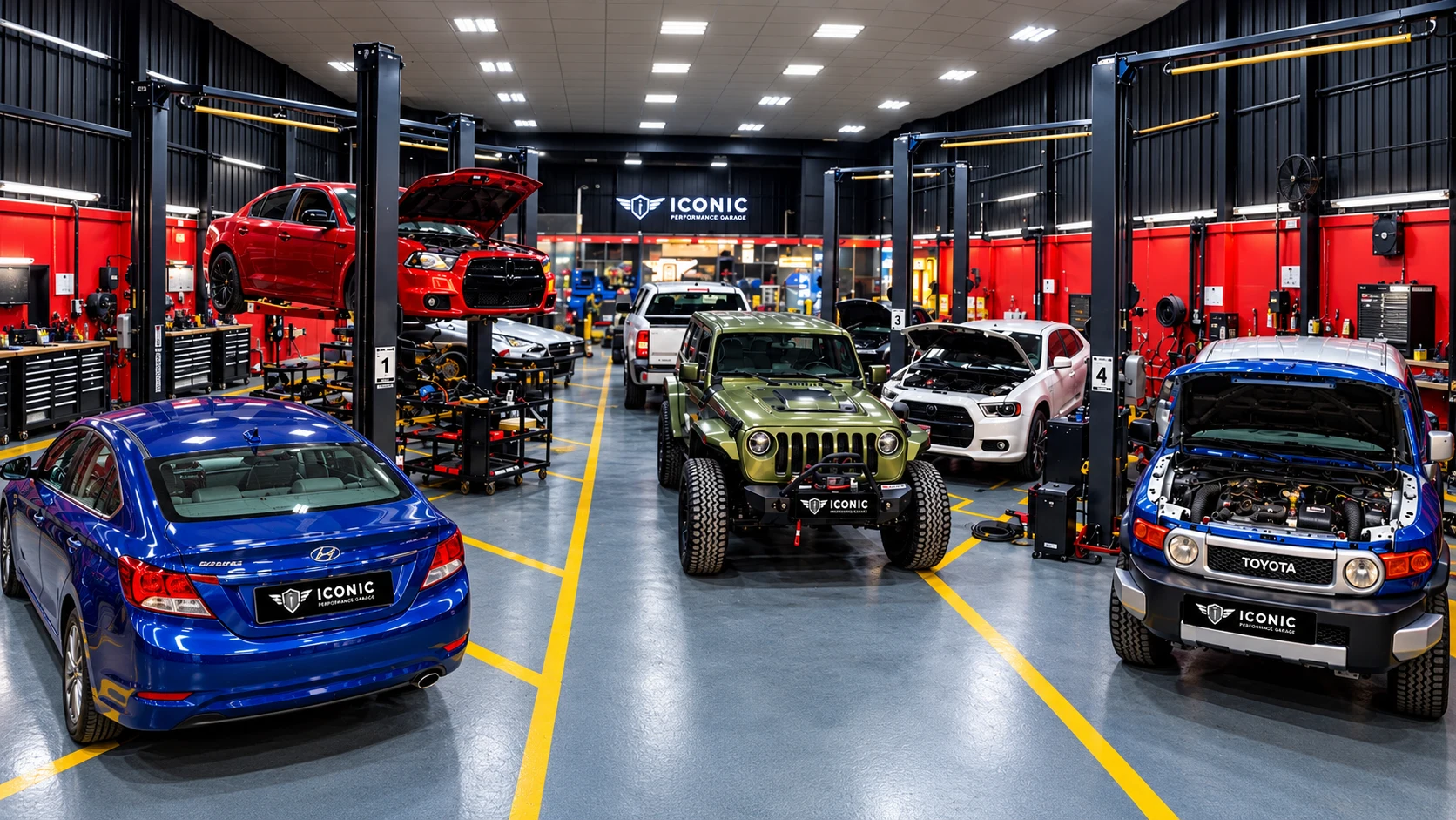 AI-assisted landscape view based on Iconic Performance Garage's workshop photograph